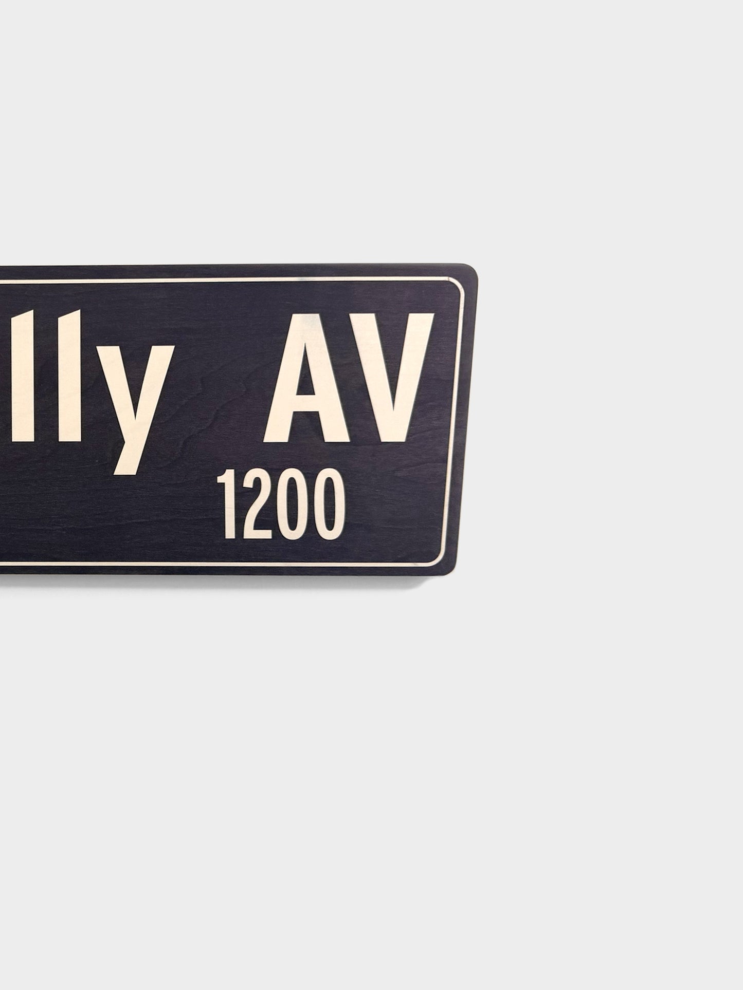 Pacific Stranded LA VIN SCULLY street sign, dark blue with cream lettering, 9" H x 30" W.